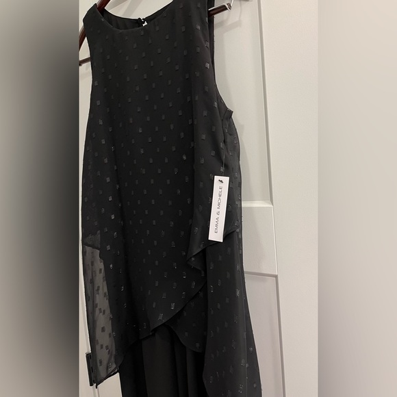 EMMA & MICHELE Jumpsuit Dress Tulip Bodice Sheer Overlay One Piece - Picture 7 of 11